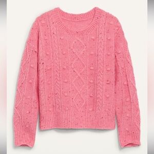 Old Navy Speckled-Knit Popcorn Sweater, Size MT (8/10), Bright Pink